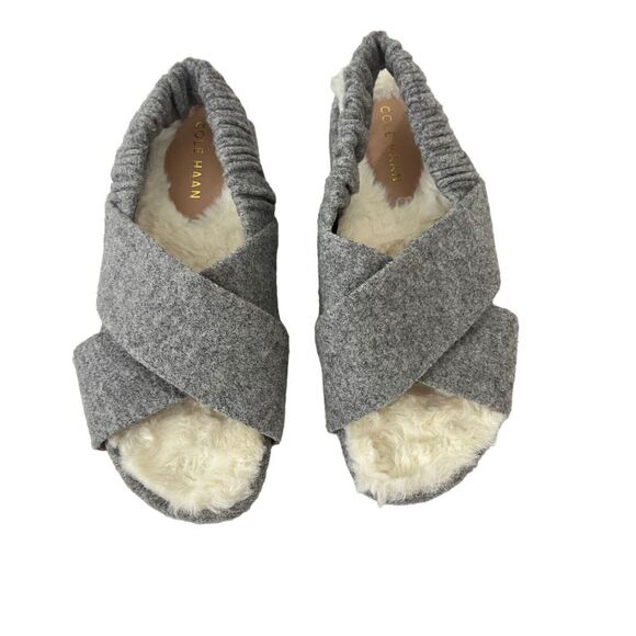 Cole Haan Women’s Size 7.5 Gray Mojave Criss-Cross Wool Comfy Slingback Slippers - Picture 3 of 8